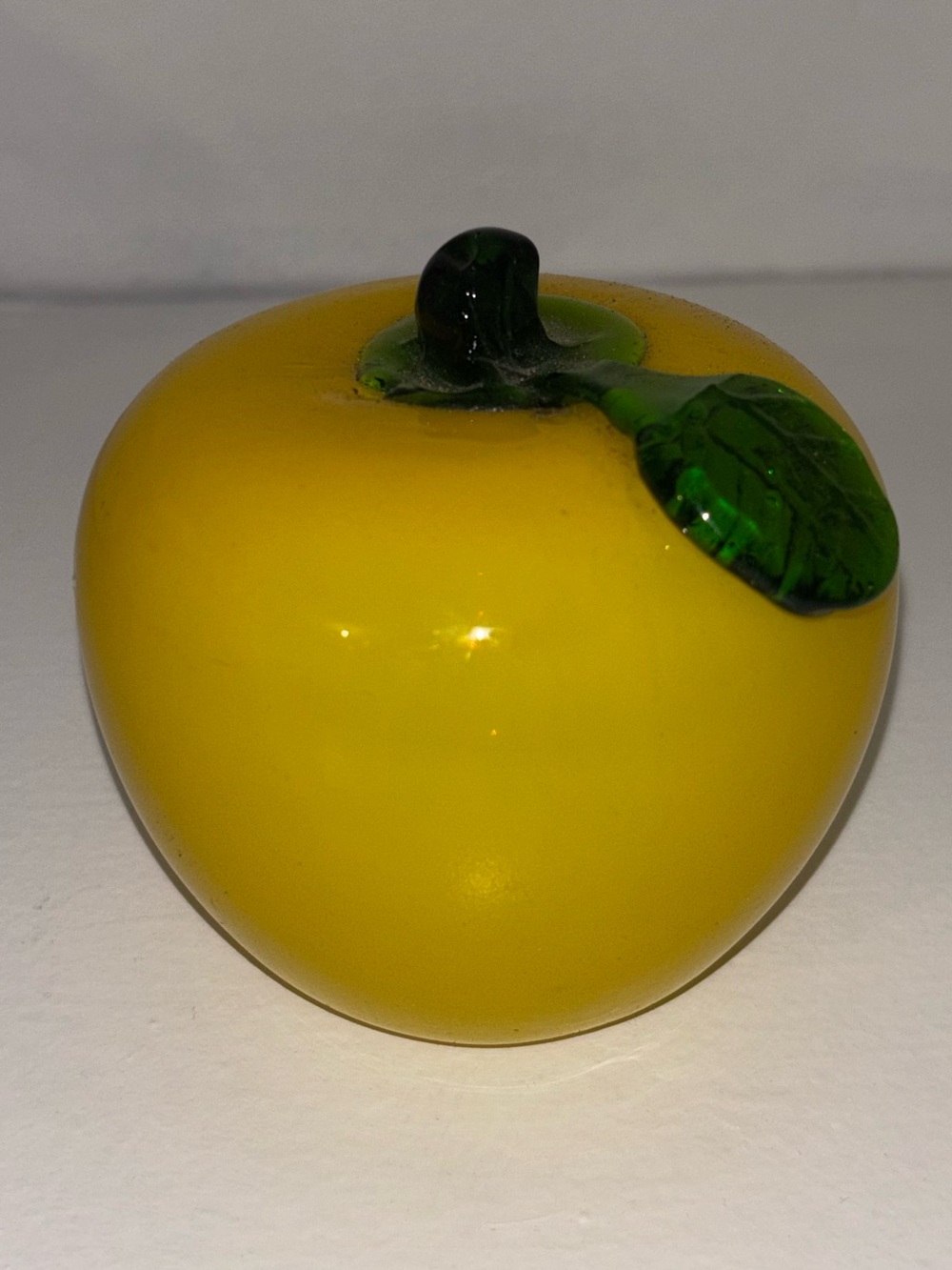 Yellow Glass Apple Decorative Sculpture - Home Art